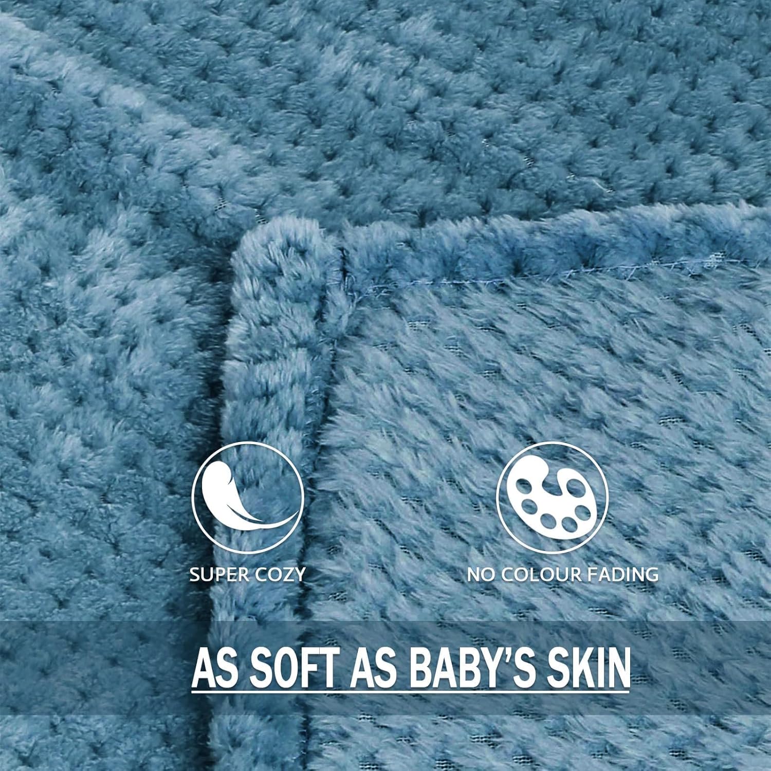 Fleece Throw Blanket Extra Large, Super Soft and Warm Blankets for Couch, Sofa and Bed Waffle Textured, Cozy, Fuzzy and Lightweight (Slate Blue, 50x70 Inches)
