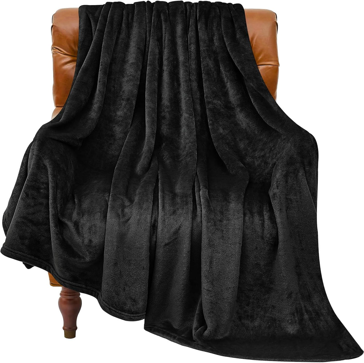 Fleece Blanket Black Throw Blankets for Couch & Bed, Luxury Plush Cozy Fuzzy Blanket 50x60 inches, Super Soft Warm Lightweight Throw Blanket for Travel Camping