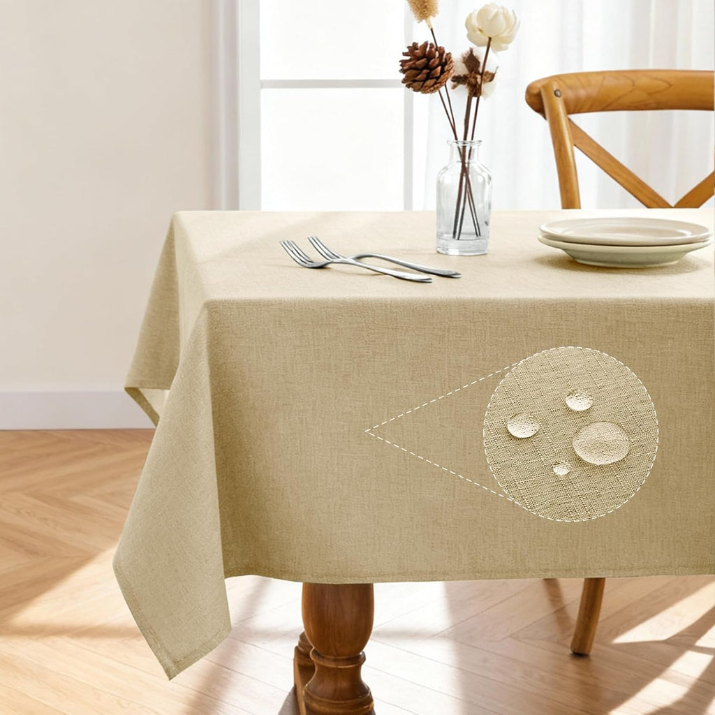 Rectangle Linen Tablecloth Waterproof & Stain Resistant, Wrinkle-Free Table Cloth Adds Elegance and Protection, Ideal for Dining, Party, Wedding and Outdoor, 52 x 70 Inch, Sage Green