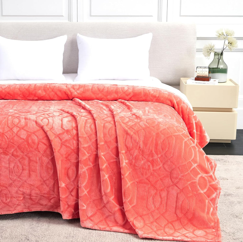 Soft Cozy Fleece Throw Blanket, 50x60 Inches – Lightweight Plush Blanket for Couch, Fuzzy 3D Jacquard Design, for Sofa, Bed & Travel - Dark Grey