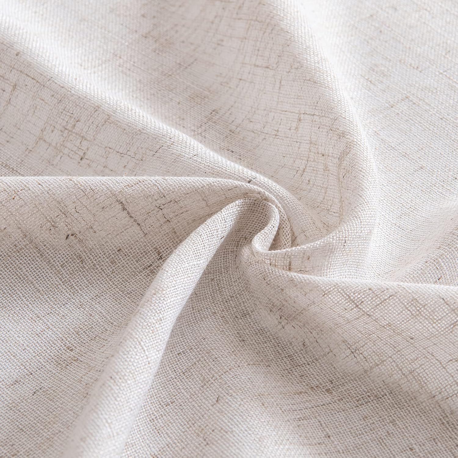 Natural White Linen Curtains 84 Inch Long for Bedroom Living Room, Soft Thick Linen Textured Window Drapes Semi Sheer Light Filtering Rod Pocket Back Tab Neutral Farmhouse Cream Ivory 2 Panels