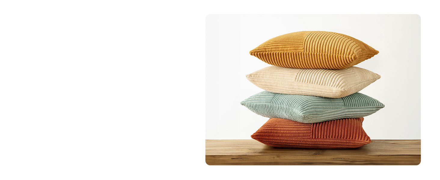 MIULEE Teal Orange Decorative Throw Pillow Covers 18x18 Inch Set of 4 Boho Corduroy Striped Cushion Cases Modern Farmhouse Patchwork Pillow Cases for Couch Sofa Bedroom Home Decor